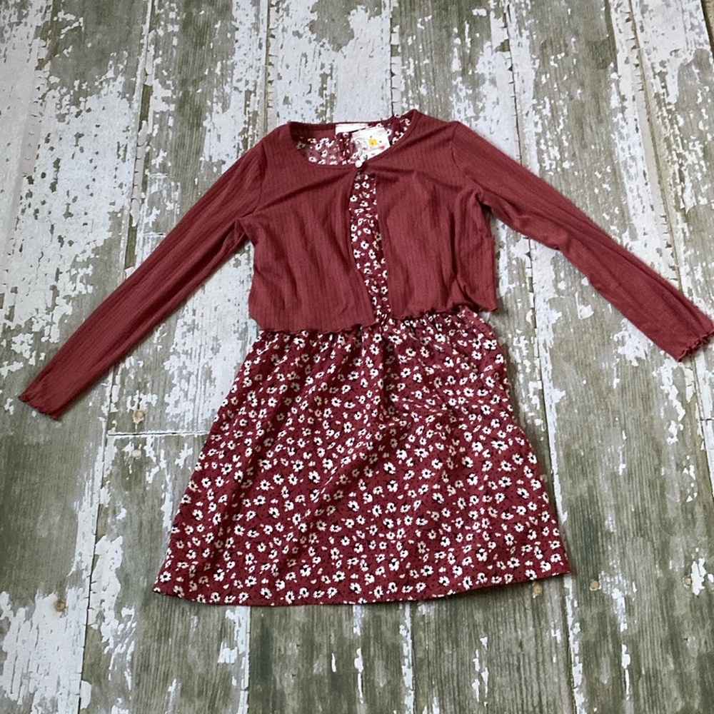 A floral dress with a cardigan